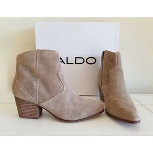NEW ALDO COWBOYS BOOTS Leather Natural Beige Women's Shoes Size 11